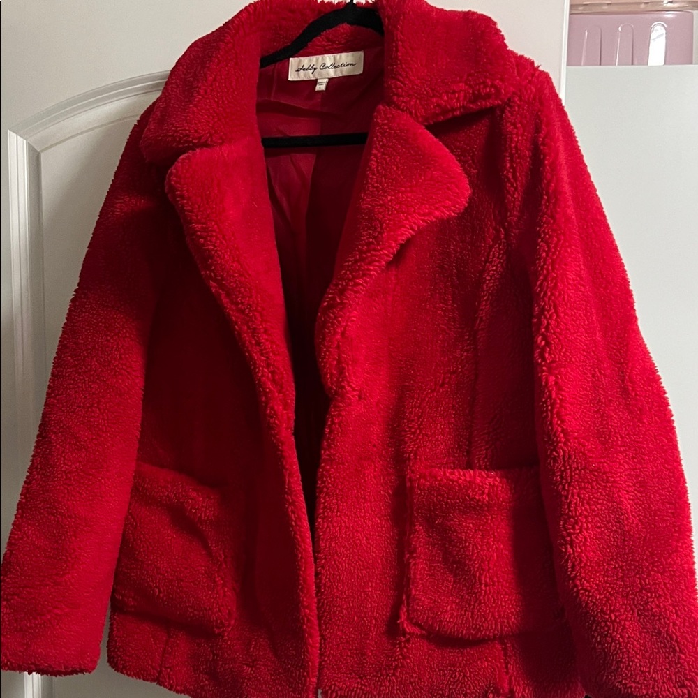 Vibrant Red Teddy Jacket
